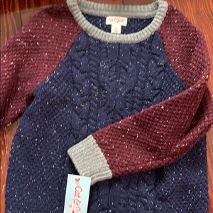 5T NWT long sleeve blue and maroon sweater